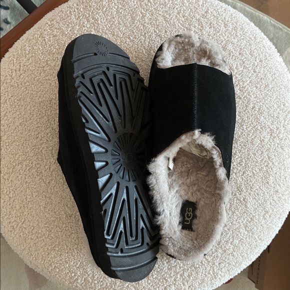 UGG Black Shearling Lined Slippers - Picture 2 of 4